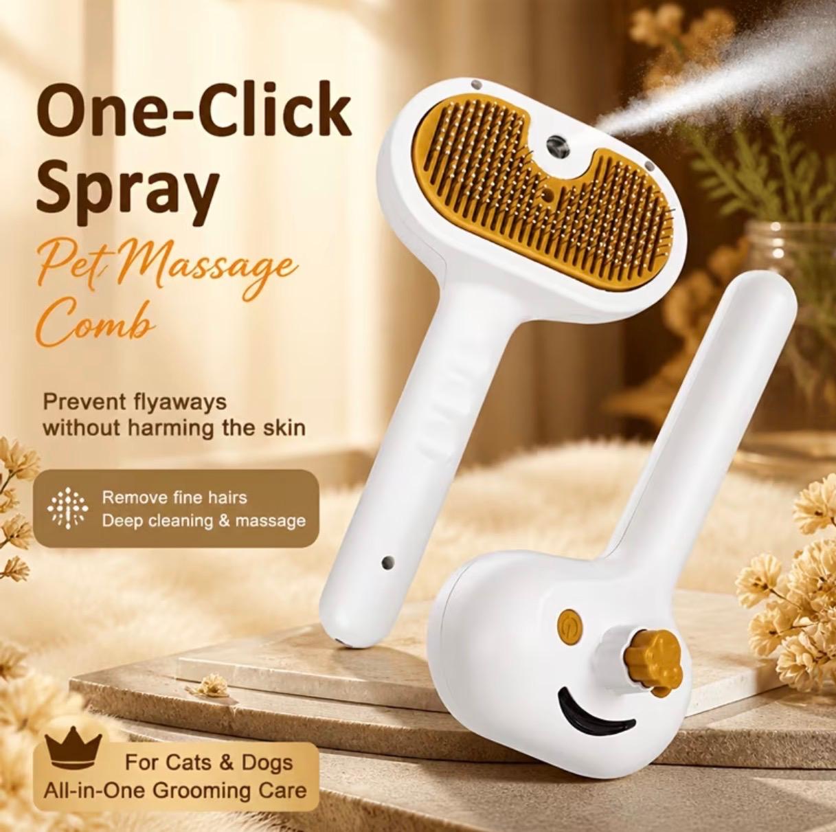 Premium 4-In-1 Electric Pet Steam Brush Care Kit