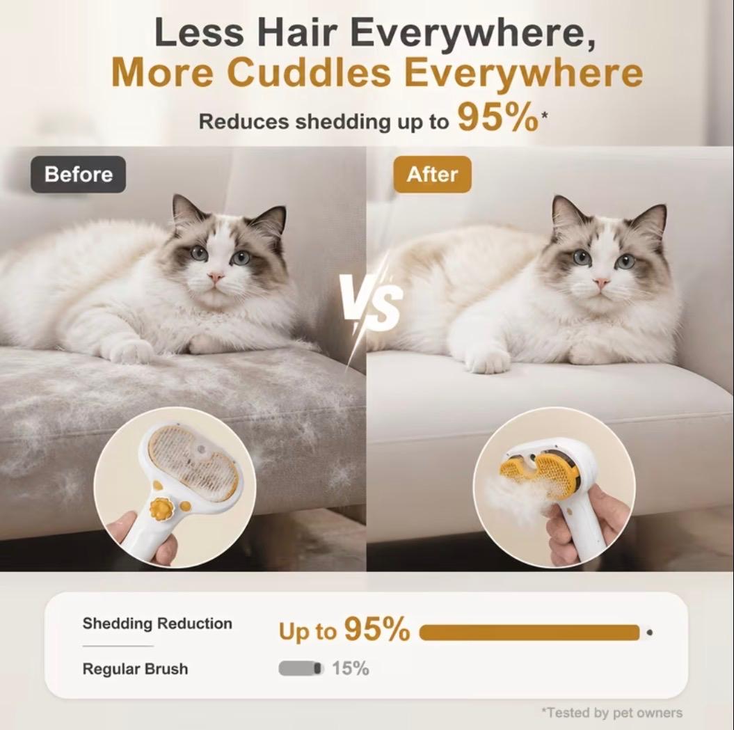 Premium 4-In-1 Electric Pet Steam Brush Care Kit