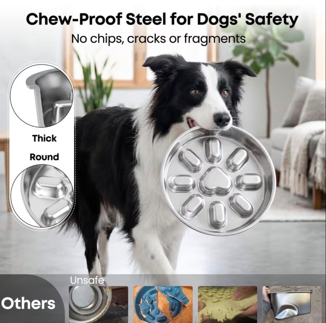Premium Elevated Stainless Steel Slow Feeder Bowl