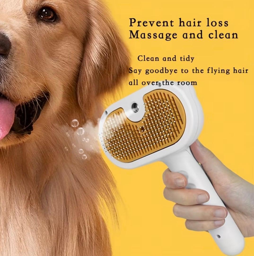 Premium 4-In-1 Electric Pet Steam Brush Care Kit