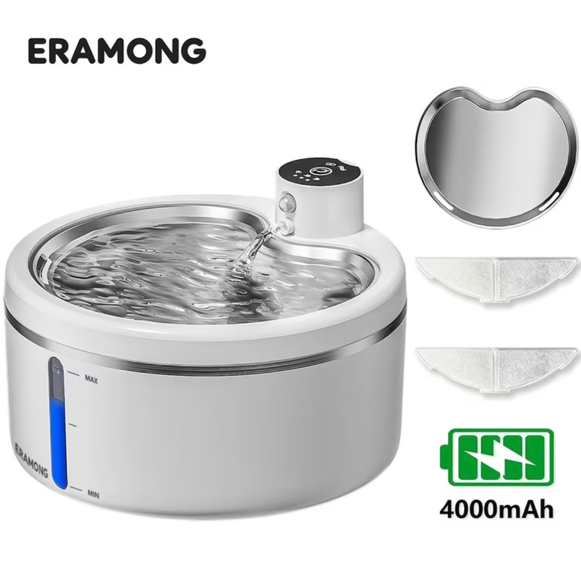 Ultra-Quiet Cordless Pet Water Fountain with sensor