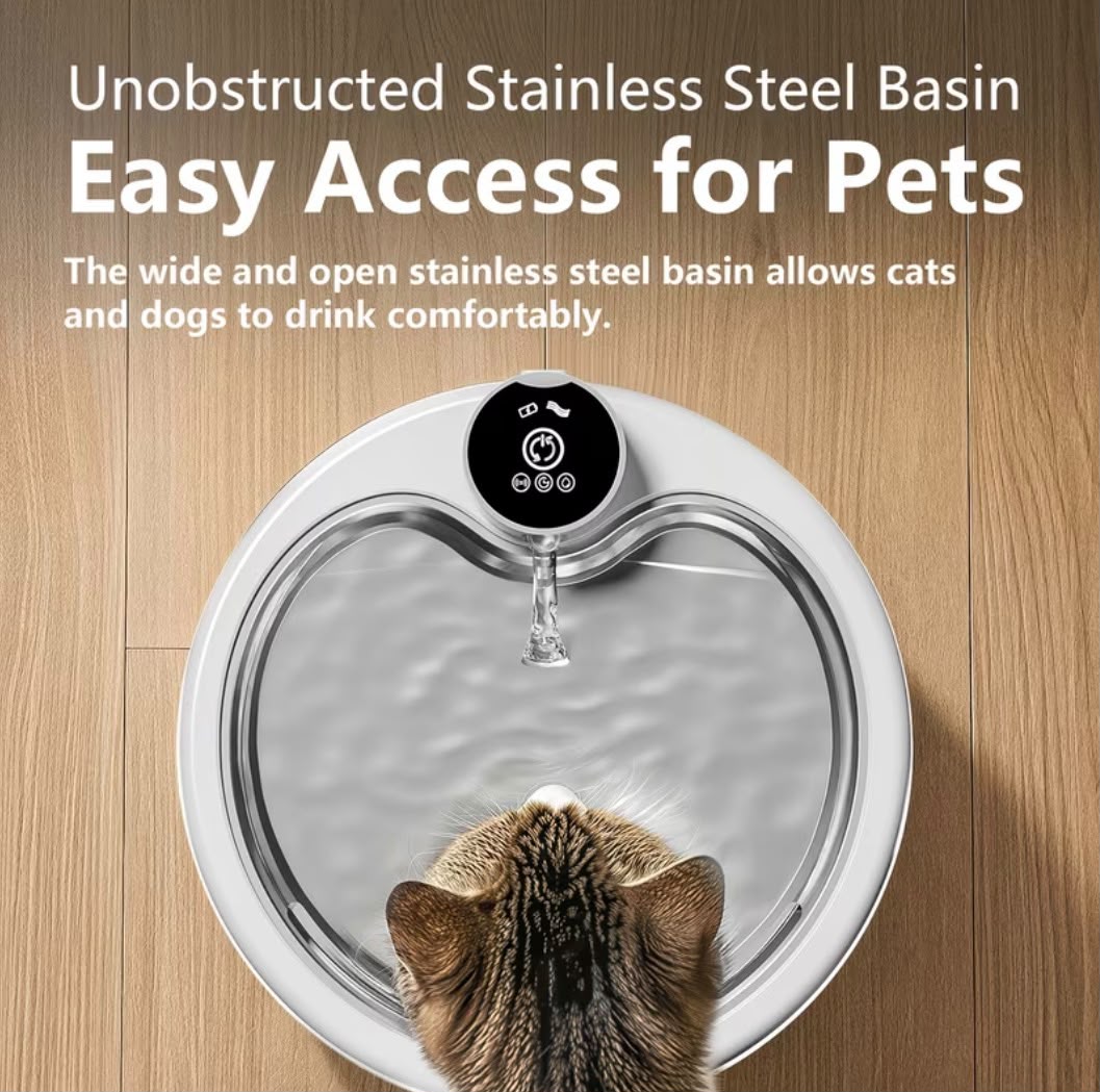 Ultra-Quiet Cordless Pet Water Fountain with sensor